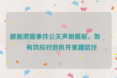 數(shù)據(jù)泄露事件公關(guān)聲明模板，如何有效應(yīng)對危機(jī)并重建信任