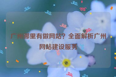 廣州哪里有做網(wǎng)站？全面解析廣州網(wǎng)站建設服務