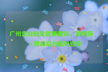 廣州企業(yè)安全管理建議，如何保護(hù)網(wǎng)站后臺密碼安全