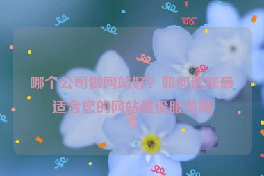 哪個公司做網(wǎng)站好？如何選擇最適合您的網(wǎng)站建設(shè)服務(wù)商