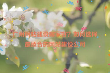 廣州網(wǎng)站建設(shè)哪家好？如何選擇最適合的網(wǎng)站建設(shè)公司