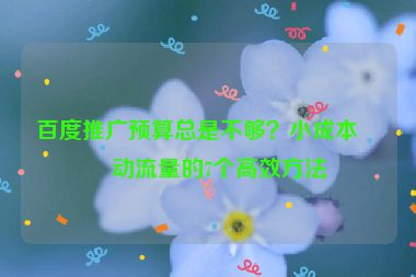 百度推廣預(yù)算總是不夠？小成本撬動流量的7個高效方法