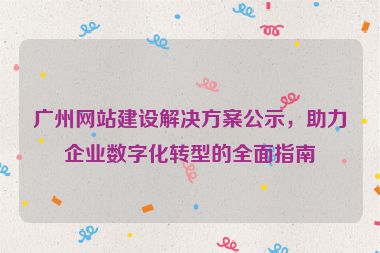 廣州網(wǎng)站建設(shè)解決方案公示，助力企業(yè)數(shù)字化轉(zhuǎn)型的全面指南