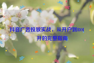 抖音廣告投放實(shí)戰(zhàn)，從開戶到ROI提升的完整指南