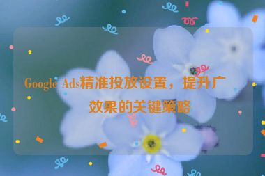 Google Ads精準(zhǔn)投放設(shè)置，提升廣告效果的關(guān)鍵策略