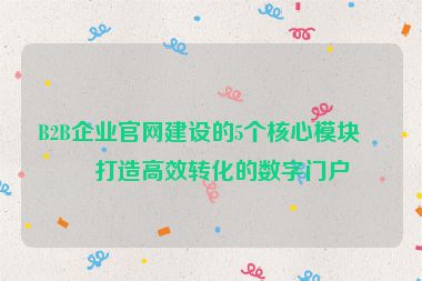 B2B企業(yè)官網(wǎng)建設(shè)的5個(gè)核心模塊，打造高效轉(zhuǎn)化的數(shù)字門(mén)戶