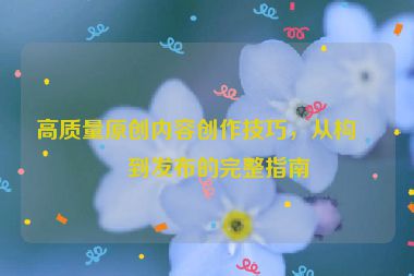 高質(zhì)量原創(chuàng)內(nèi)容創(chuàng)作技巧，從構(gòu)思到發(fā)布的完整指南