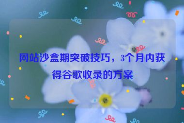 網(wǎng)站沙盒期突破技巧，3個月內(nèi)獲得谷歌收錄的方案