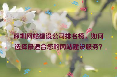 深圳網(wǎng)站建設(shè)公司排名榜，如何選擇最適合您的網(wǎng)站建設(shè)服務(wù)？