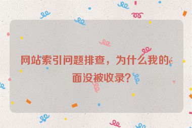 網(wǎng)站索引問題排查，為什么我的頁面沒被收錄？