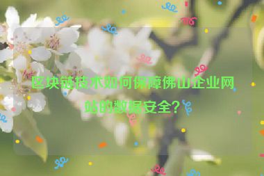 區(qū)塊鏈技術如何保障佛山企業(yè)網站的數據安全？