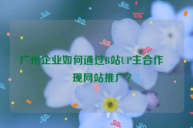 廣州企業(yè)如何通過B站UP主合作實(shí)現(xiàn)網(wǎng)站推廣？