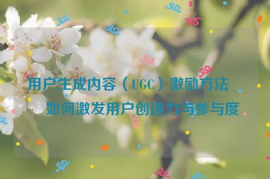 用戶生成內(nèi)容（UGC）激勵(lì)方法，如何激發(fā)用戶創(chuàng)造力與參與度