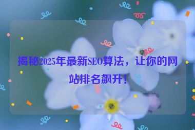 揭秘2025年最新SEO算法，讓你的網(wǎng)站排名飆升！