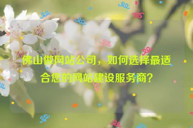 佛山做網(wǎng)站公司，如何選擇最適合您的網(wǎng)站建設(shè)服務(wù)商？