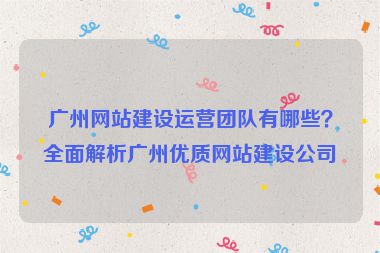 廣州網(wǎng)站建設(shè)運(yùn)營(yíng)團(tuán)隊(duì)有哪些？全面解析廣州優(yōu)質(zhì)網(wǎng)站建設(shè)公司
