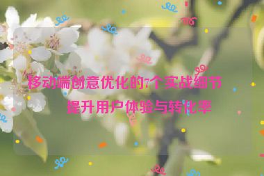 移動端創(chuàng)意優(yōu)化的7個實戰(zhàn)細節(jié)，提升用戶體驗與轉(zhuǎn)化率
