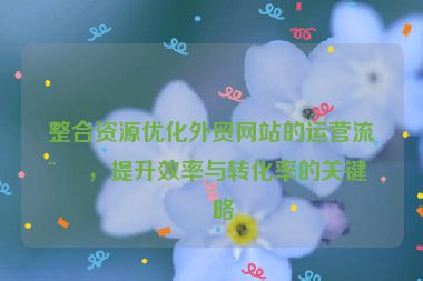 整合資源優(yōu)化外貿網站的運營流程，提升效率與轉化率的關鍵策略
