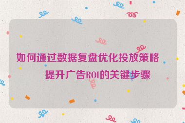 如何通過(guò)數(shù)據(jù)復(fù)盤優(yōu)化投放策略？提升廣告ROI的關(guān)鍵步驟