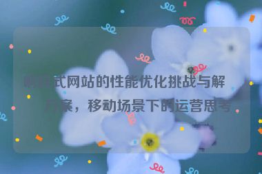 響應(yīng)式網(wǎng)站的性能優(yōu)化挑戰(zhàn)與解決方案，移動(dòng)場(chǎng)景下的運(yùn)營(yíng)思考