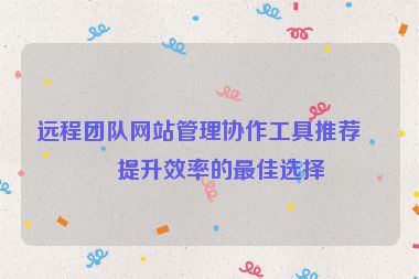 遠(yuǎn)程團(tuán)隊(duì)網(wǎng)站管理協(xié)作工具推薦，提升效率的最佳選擇