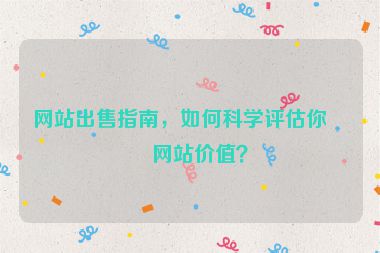 網(wǎng)站出售指南，如何科學評估你的網(wǎng)站價值？