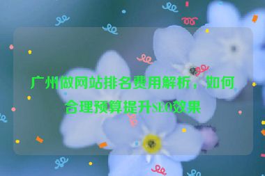 廣州做網(wǎng)站排名費用解析，如何合理預(yù)算提升SEO效果