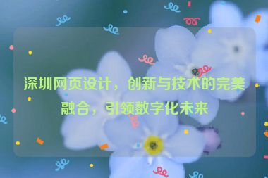 深圳網(wǎng)頁設(shè)計，創(chuàng)新與技術(shù)的完美融合，引領(lǐng)數(shù)字化未來