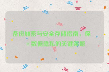 備份加密與安全存儲指南，保護數(shù)據(jù)隱私的關(guān)鍵策略