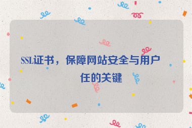 SSL證書，保障網(wǎng)站安全與用戶信任的關(guān)鍵