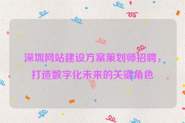 深圳網(wǎng)站建設(shè)方案策劃師招聘，打造數(shù)字化未來的關(guān)鍵角色