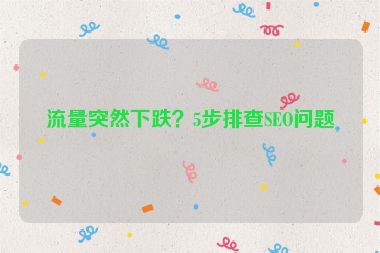 流量突然下跌？5步排查SEO問(wèn)題