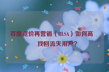 百度競(jìng)價(jià)再營(yíng)銷(xiāo)（RLSA）如何高效找回流失用戶(hù)？