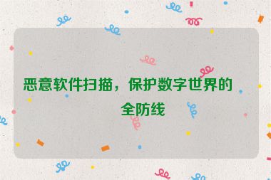 惡意軟件掃描，保護(hù)數(shù)字世界的安全防線