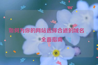 如何為你的網(wǎng)站選擇合適的域名，全面指南