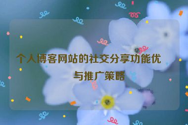個(gè)人博客網(wǎng)站的社交分享功能優(yōu)化與推廣策略