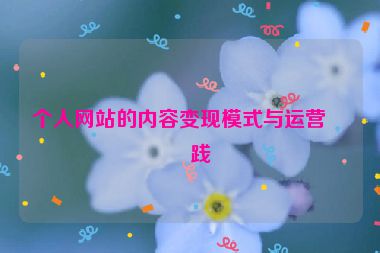 個(gè)人網(wǎng)站的內(nèi)容變現(xiàn)模式與運(yùn)營實(shí)踐