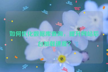 如何優(yōu)化數(shù)據(jù)庫查詢，提升網(wǎng)站后臺(tái)加載速度？
