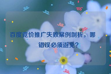 百度競價(jià)推廣失敗案例剖析，哪些錯(cuò)誤必須避免？