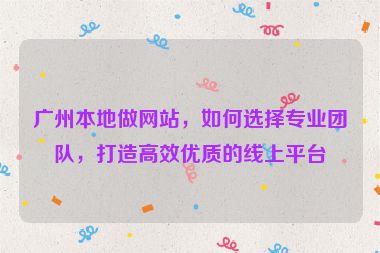 廣州本地做網(wǎng)站，如何選擇專業(yè)團(tuán)隊(duì)，打造高效優(yōu)質(zhì)的線上平臺(tái)