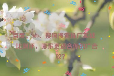 百度、360、搜狗搜索推廣實戰(zhàn)對比測評，哪家更適合你的廣告投放？