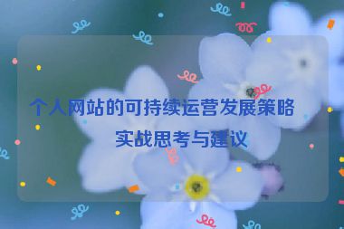個(gè)人網(wǎng)站的可持續(xù)運(yùn)營發(fā)展策略，實(shí)戰(zhàn)思考與建議