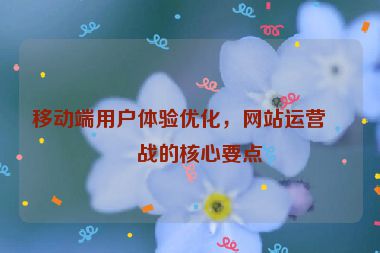 移動端用戶體驗(yàn)優(yōu)化，網(wǎng)站運(yùn)營實(shí)戰(zhàn)的核心要點(diǎn)