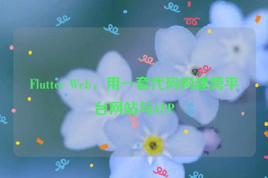 Flutter Web，用一套代碼構(gòu)建跨平臺網(wǎng)站與APP