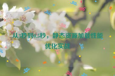 從3秒到0.5秒，靜態(tài)資源加載性能優(yōu)化實(shí)戰(zhàn)
