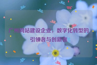廣州網(wǎng)站建設(shè)企業(yè)，數(shù)字化轉(zhuǎn)型的引領(lǐng)者與創(chuàng)新者