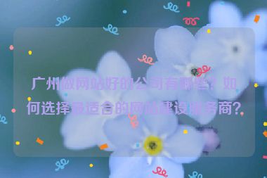 廣州做網(wǎng)站好的公司有哪些？如何選擇最適合的網(wǎng)站建設(shè)服務(wù)商？