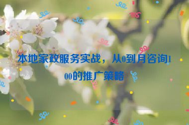 本地家政服務(wù)實戰(zhàn)，從0到月咨詢100的推廣策略