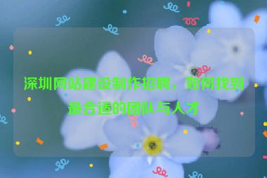 深圳網(wǎng)站建設(shè)制作招聘，如何找到最合適的團(tuán)隊(duì)與人才