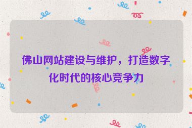 佛山網(wǎng)站建設(shè)與維護(hù)，打造數(shù)字化時代的核心競爭力